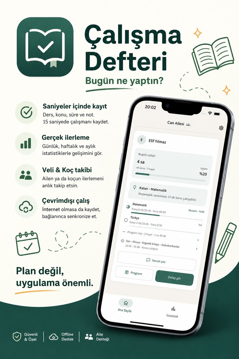 Çalışma Defteri tanıtım görseli: Bugün ne yaptın?