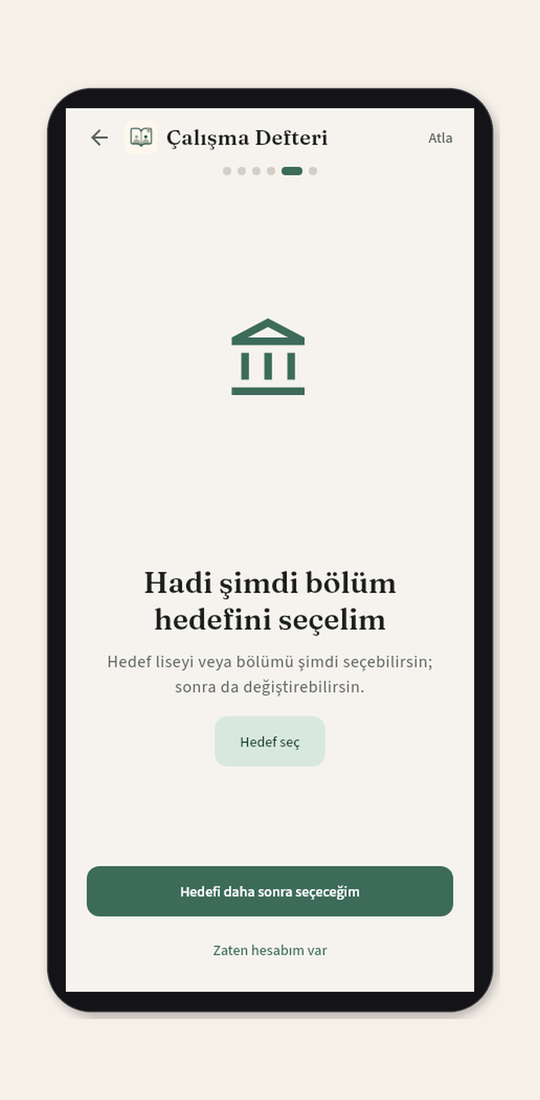 Hedef adımı: şimdi seç veya daha sonra