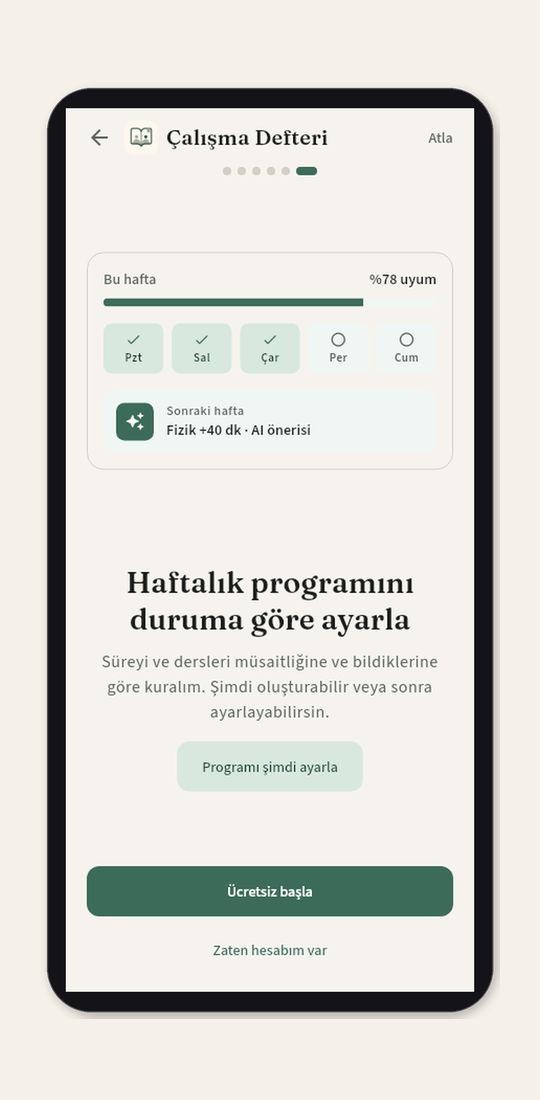 Haftalık program: şimdi ayarla veya sonra